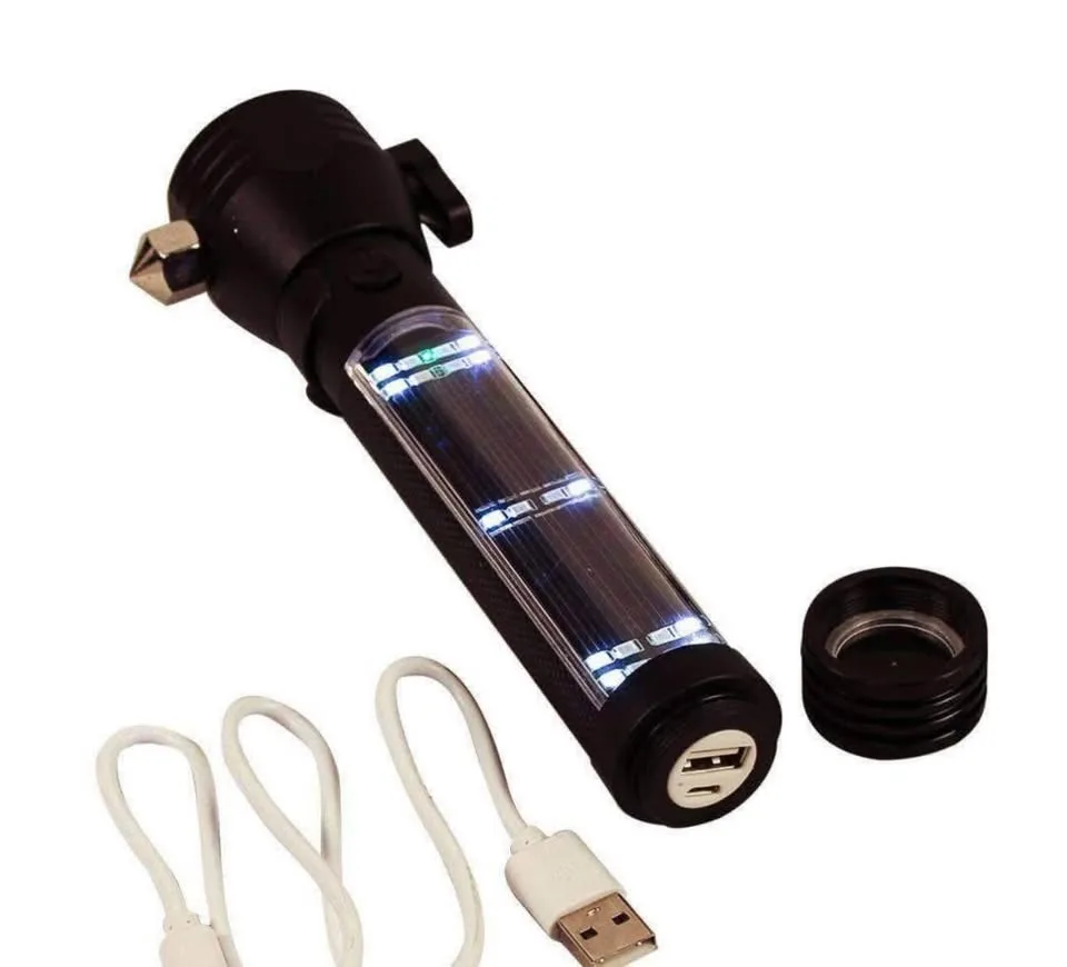 9-in-1 Multi-Function LED Solar Rechargeable Flashlight