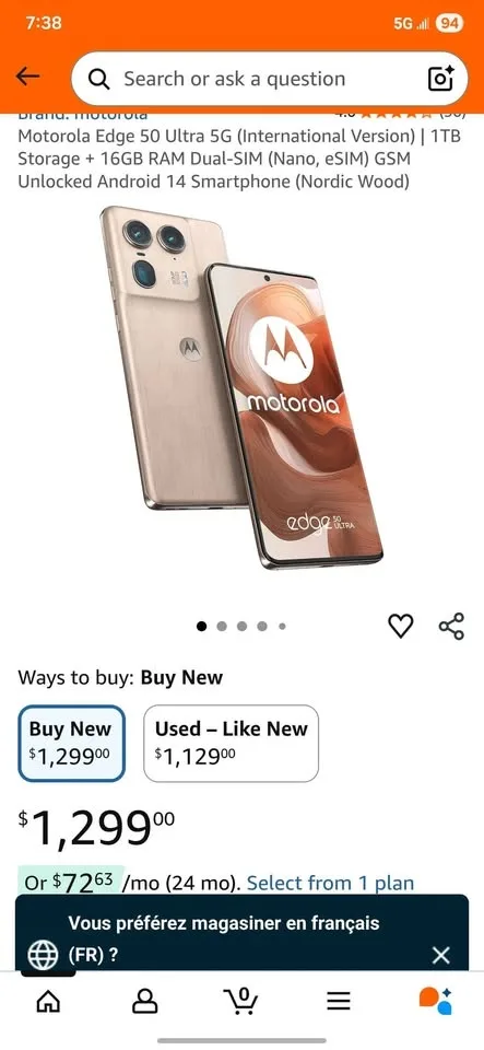 Motorola Edge 50 Ultra | Peach Fuzz | 12GB - 512GB | Used image indicator(10)