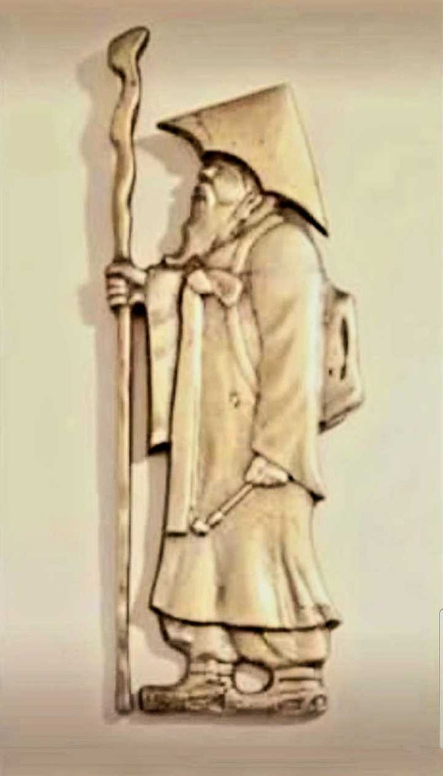 Unique Vintage Brass Monk Plaque
