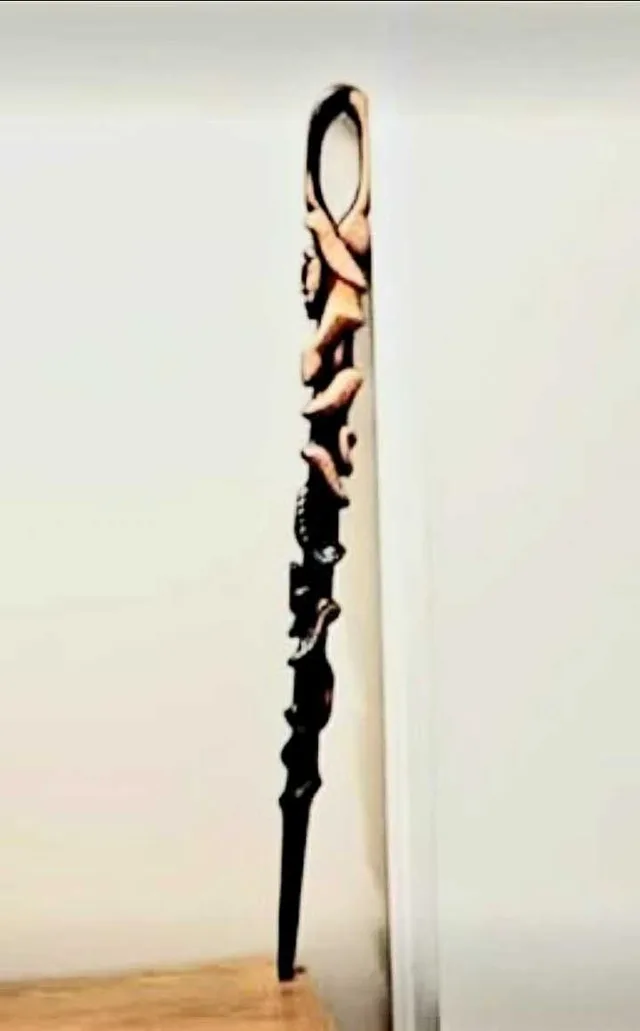 Unique Hand Carved Lacquered Wood Stick