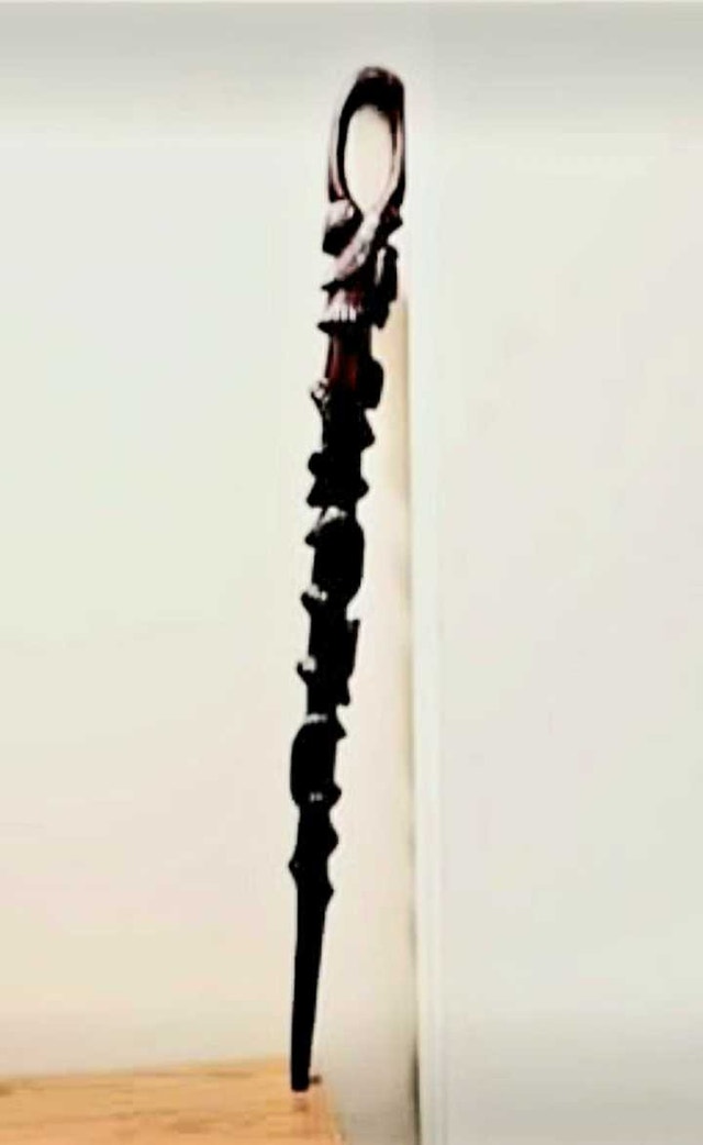 Unique Hand Carved Lacquered Wood Stick - photo 2