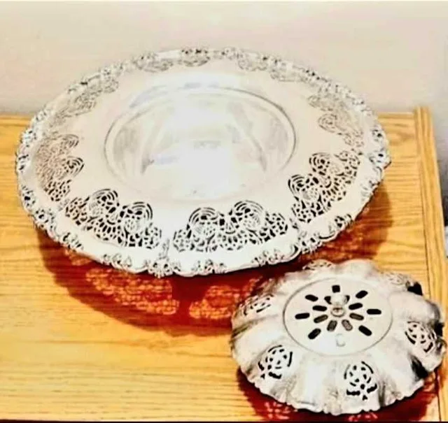 1940's Essay S.P Copper Flower Frog Decorative Dish image indicator(3)