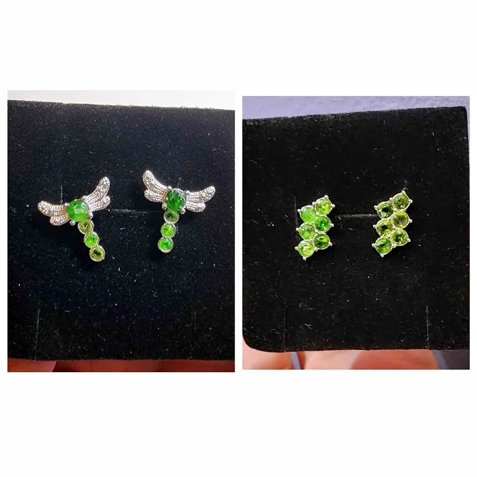 New Natural Diopside Gemstone stud earrings