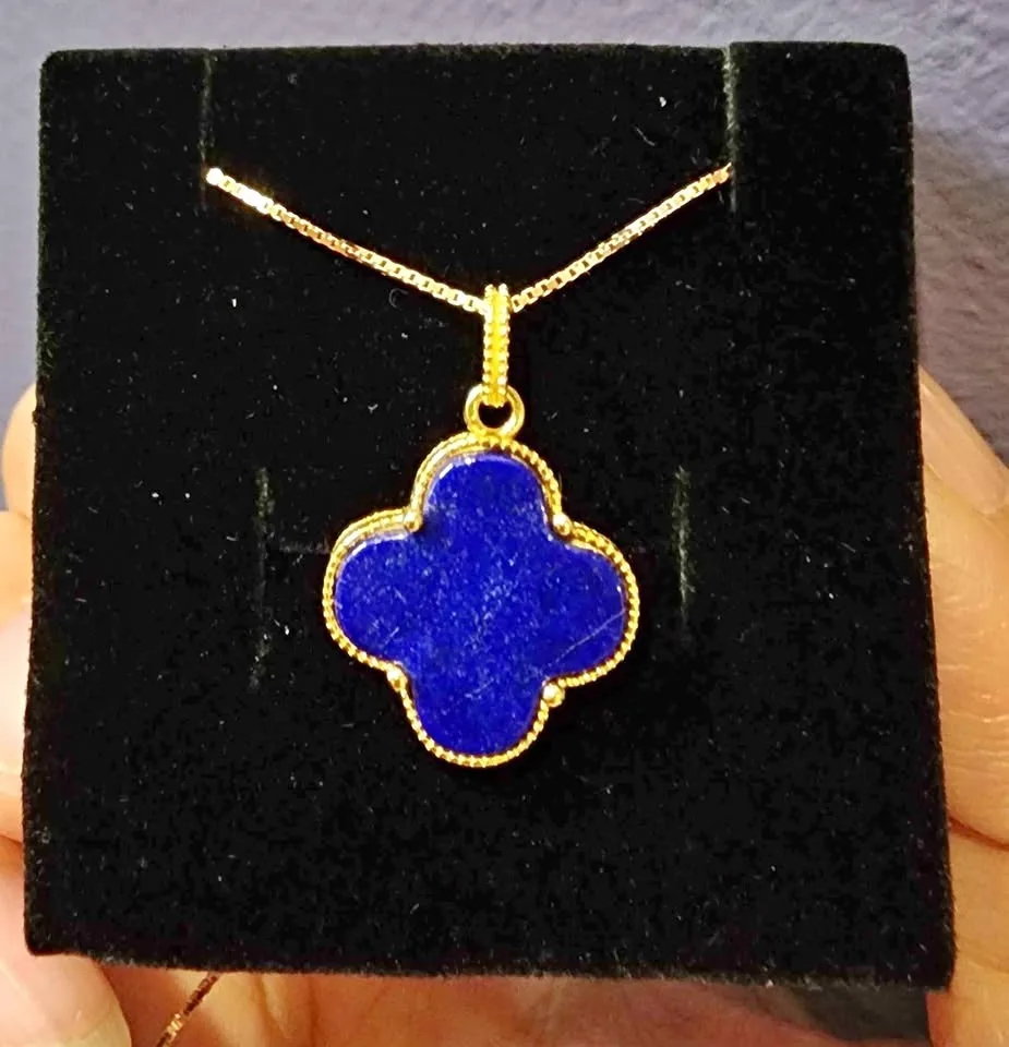New Lapis Lazuli four leaf clover pendant