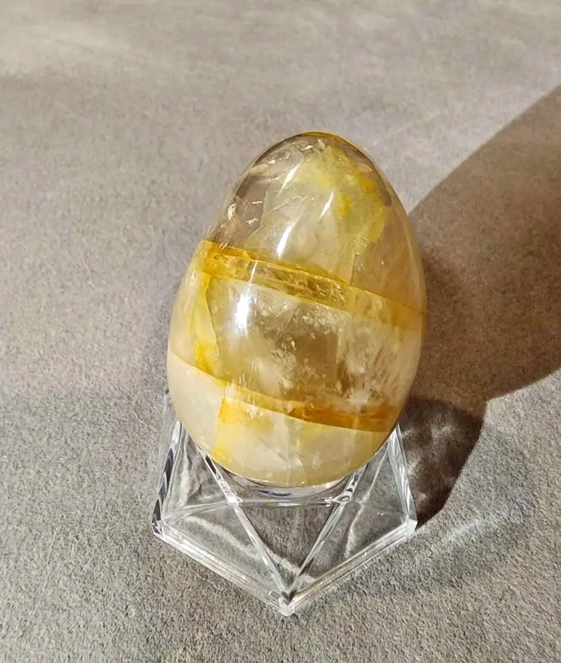 Natural Yellow Hematoid Quartz Egg