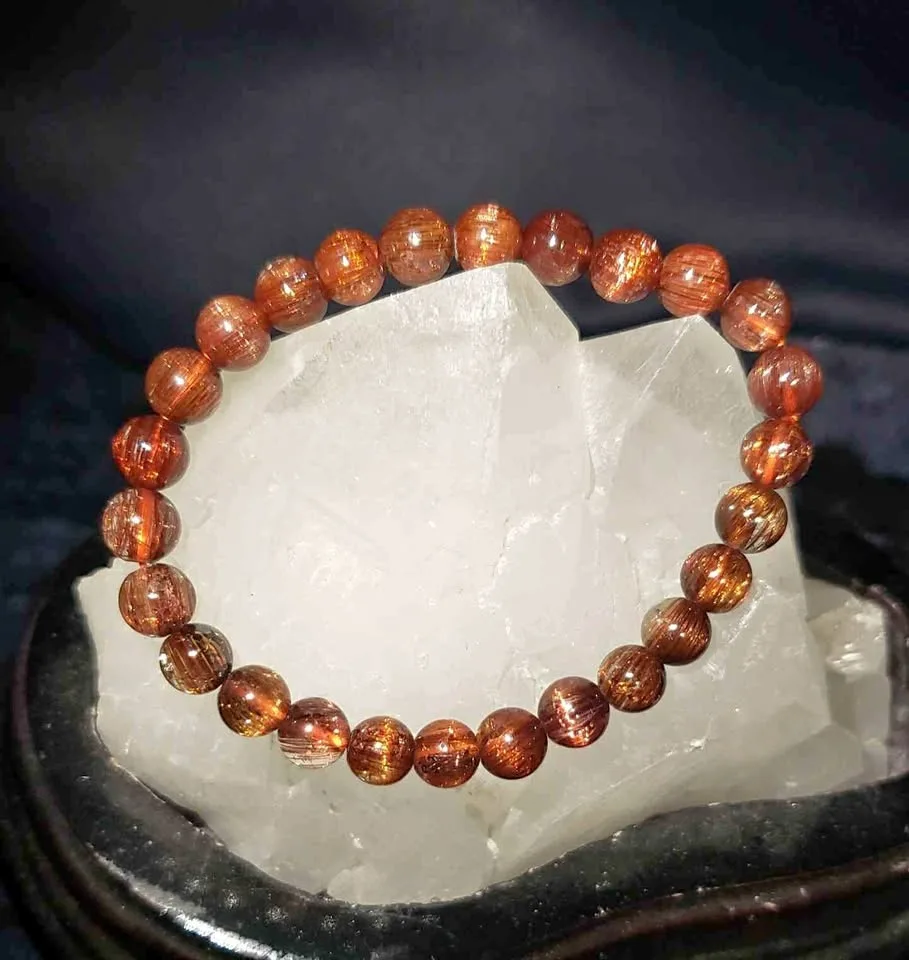 Copper Rutilated Quartz crystal bracelet