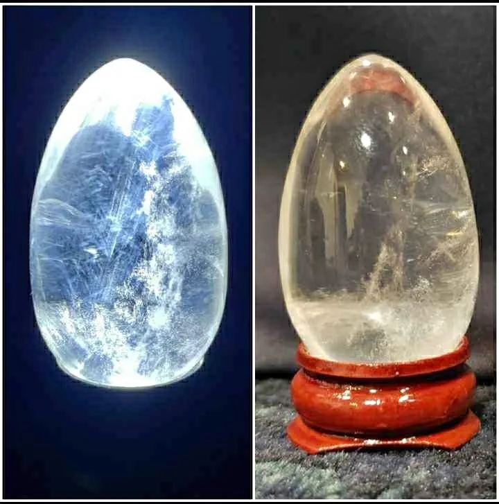 Blue Needle clear quartz egg