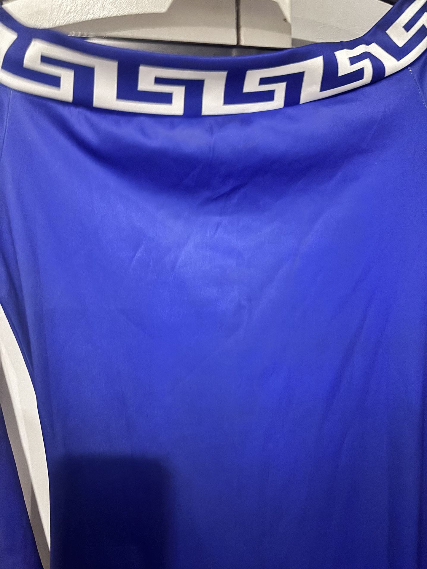 Royal Blue Greek Key Off-Shoulder Midi Dress - Size M - photo 5