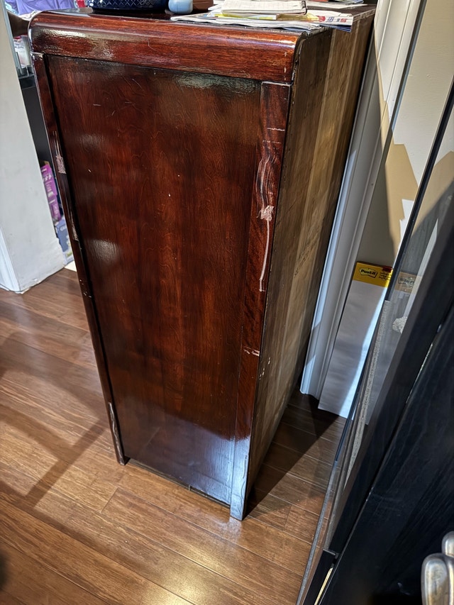 Vintage Dark Wood Armoire with Drawers - photo 5