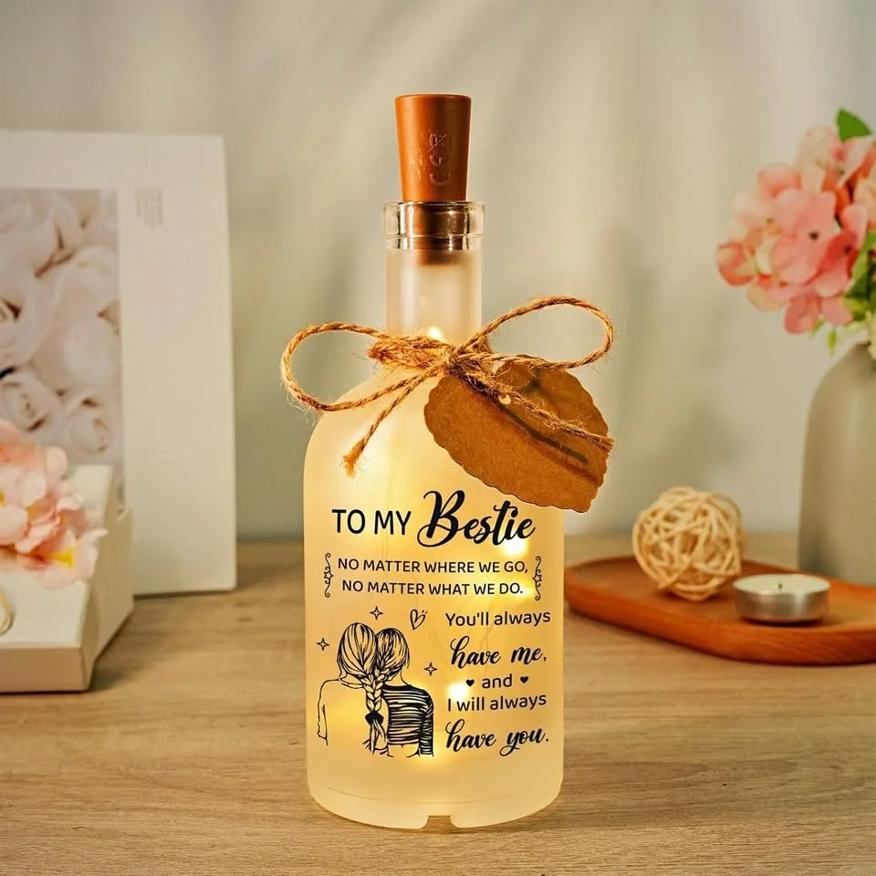 New~Night Light Frosted Glass Bottle Gift For Bestie, Led Lights