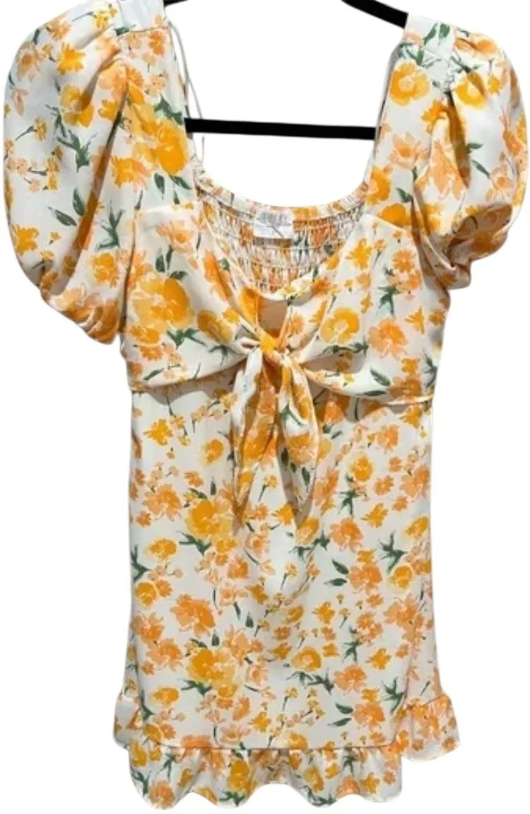 Sienna Sky Floral Off-Shoulder Tie Front Dress – Size Small image indicator(5)