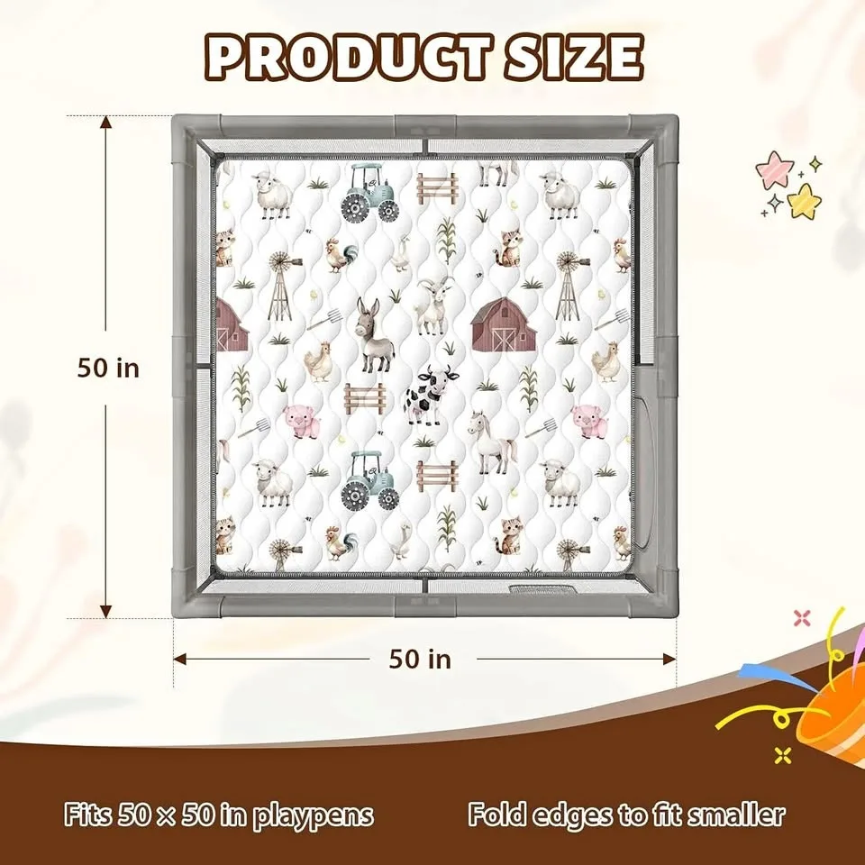 New~Baby Mat For Floor/Playpen,Padded, Non-Slip,Washable,50x50