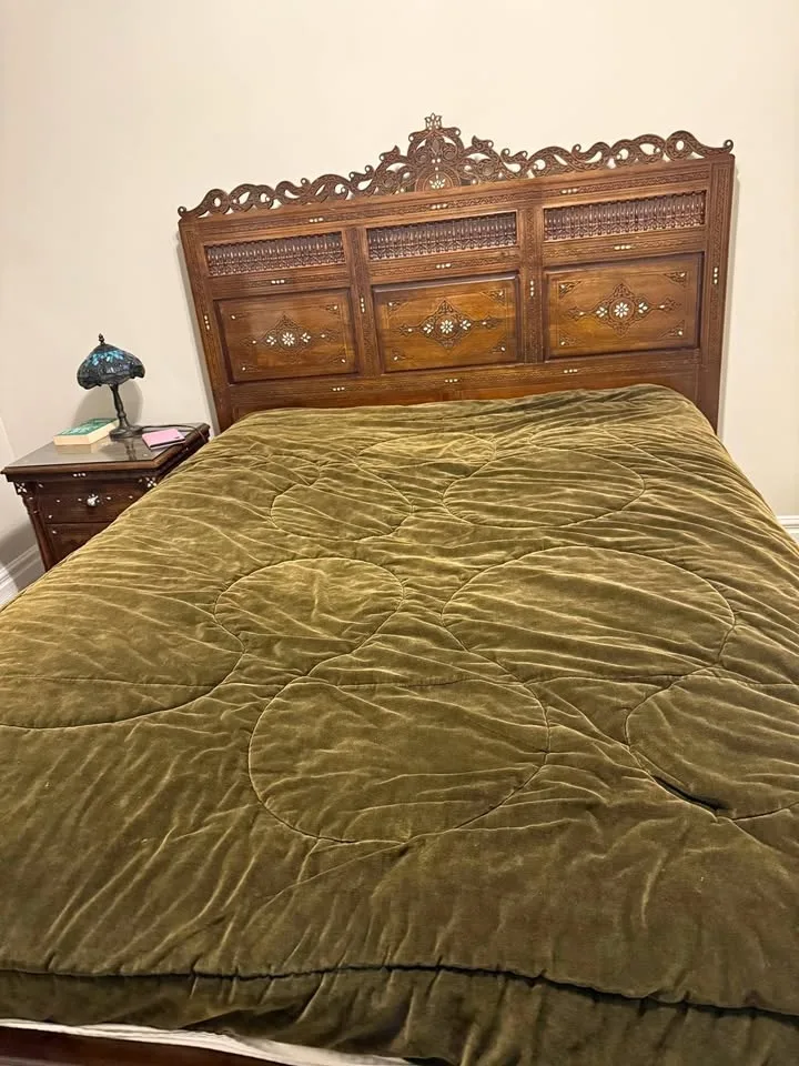 Handmade Queen Bed + Nightstand - Solid Wood - $900 OBO
