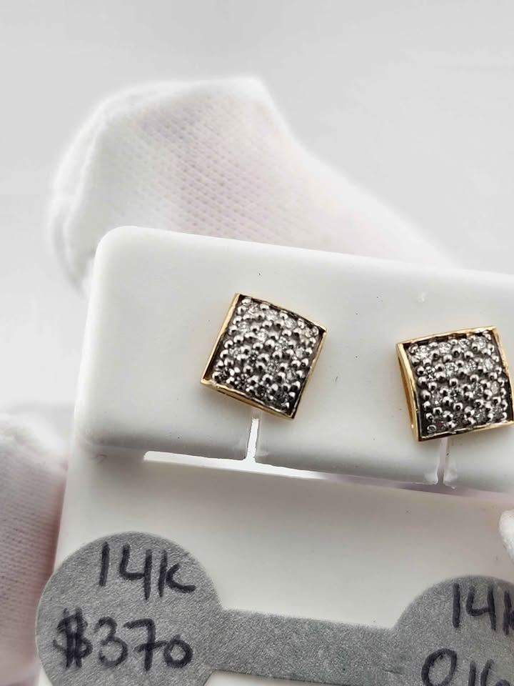 14k gold diamonds earing - photo 4