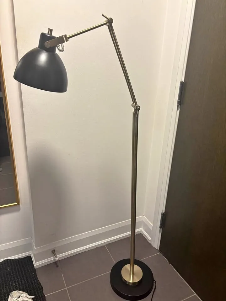 Black and brass tone floor lamp