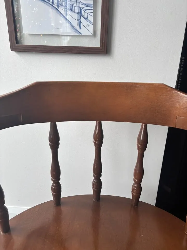 Wide antique wooden captain chair image indicator(2)