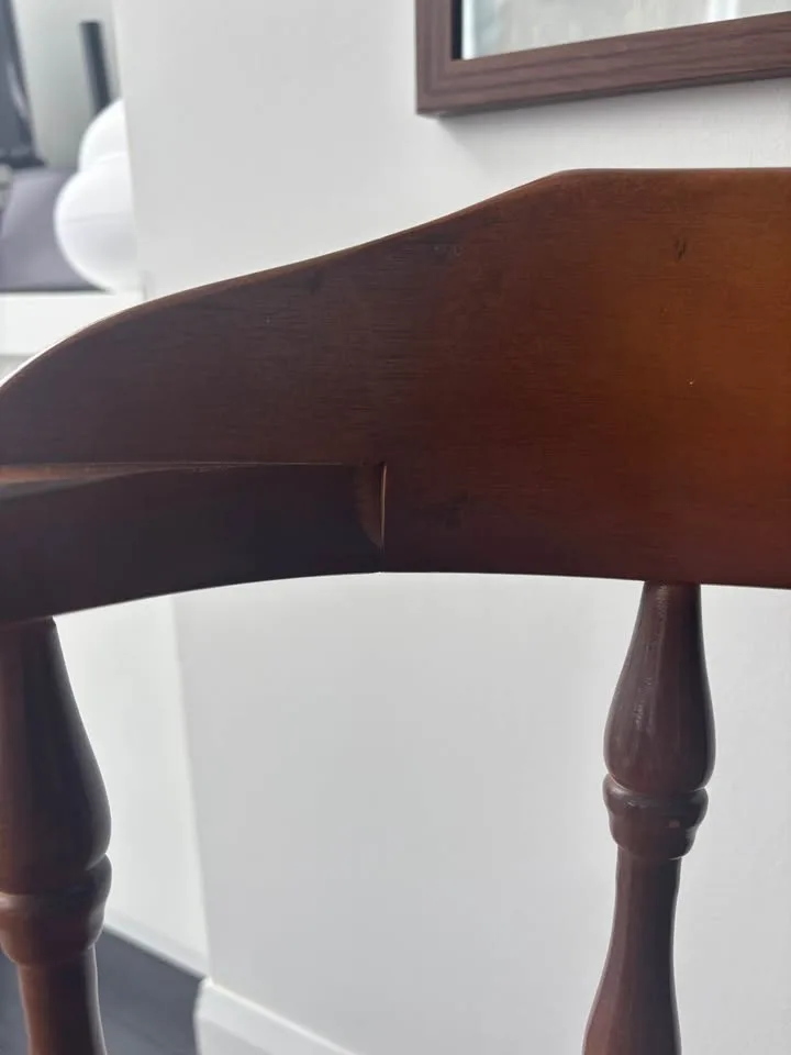 Wide antique wooden captain chair image indicator(3)