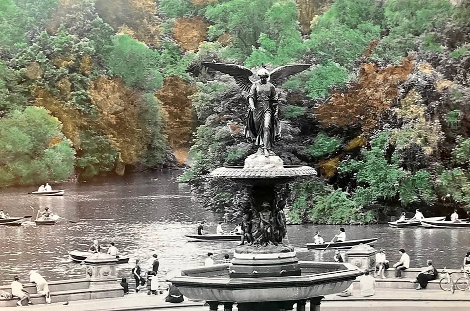 11x14Hand colored photo of Bethesda fountain central park.