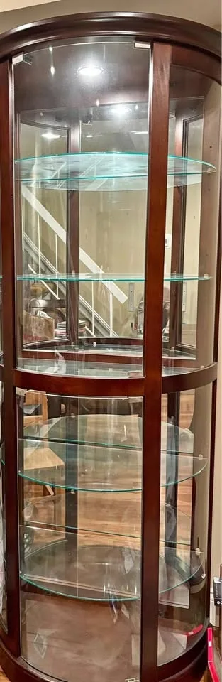 Large Bow Front Mahogany/Cherry Curio Cabinet