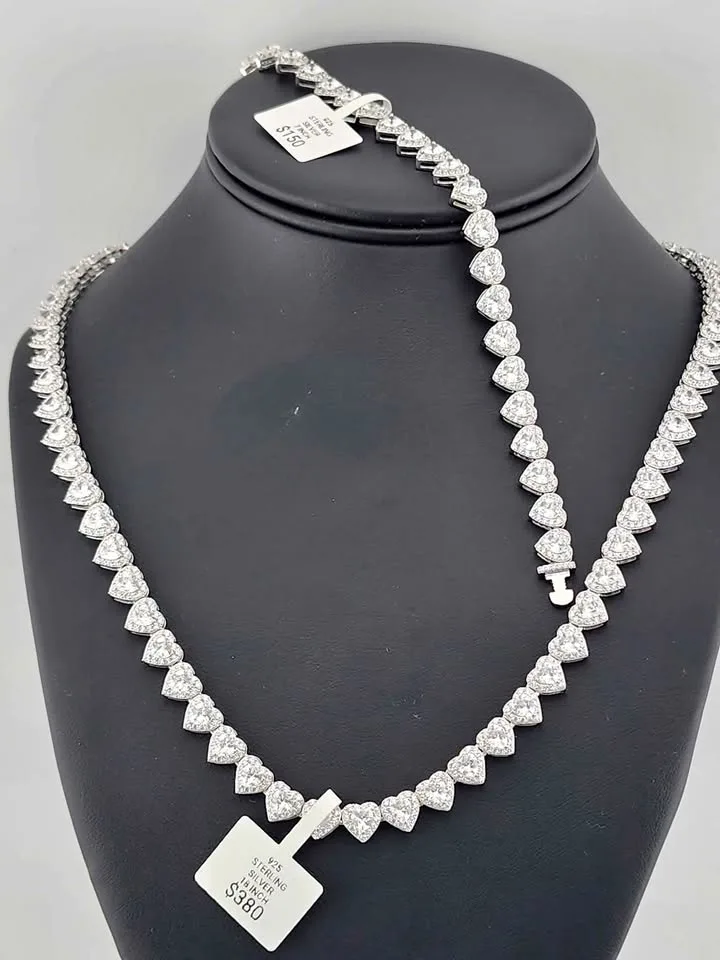 Sterling Silver Heart Chain set thumbnail