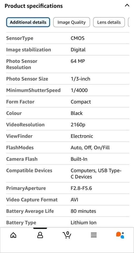 Digital Camera 4K - 64MP image indicator(5)