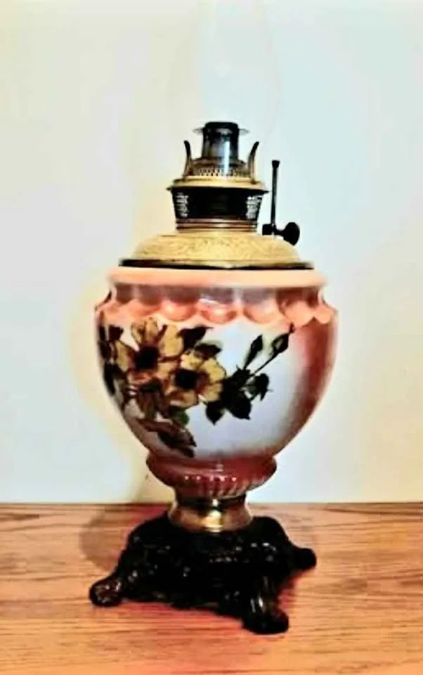 1870's Antique Handmade Bradley and Hubbard Oil Lamp