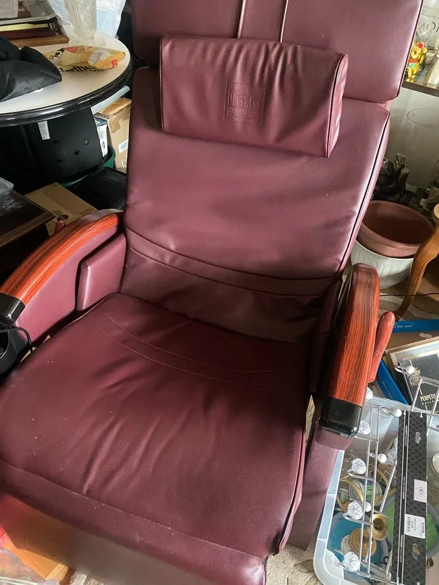 burgundy reclining chair with massage functions