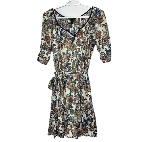 Mango Blue Floral Peasant Dress Small