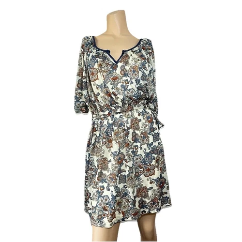 Mango Blue Floral Peasant Dress Small - photo 4