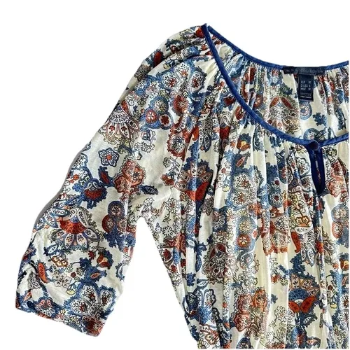 Mango Blue Floral Peasant Dress Small image indicator(9)