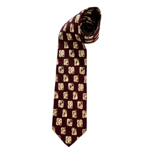 Vintage Joseph Abboud Silk Necktie Burgundy Beige