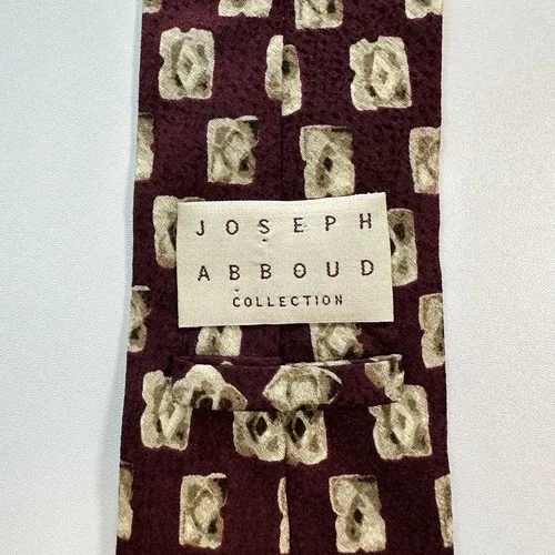 Vintage Joseph Abboud Silk Necktie Burgundy Beige image indicator(4)