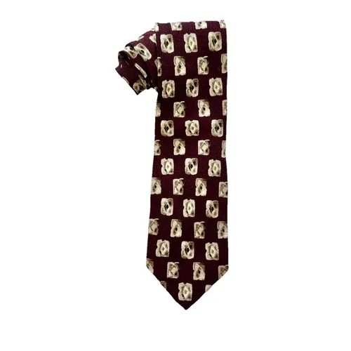 Vintage Joseph Abboud Silk Necktie Burgundy Beige image indicator(6)