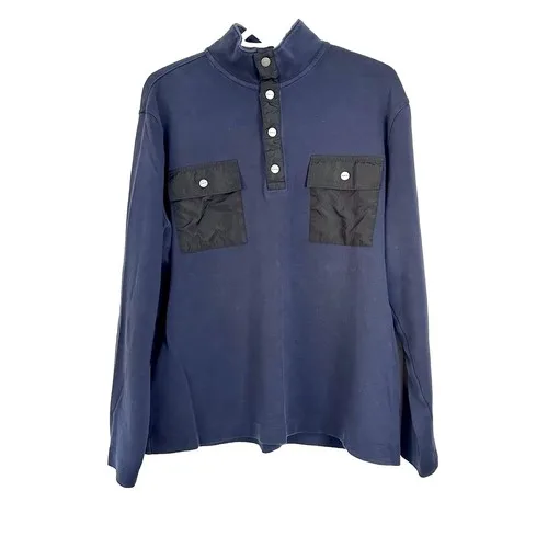 Michael Kors Men Size XL Navy Snap Long Sleeve Top