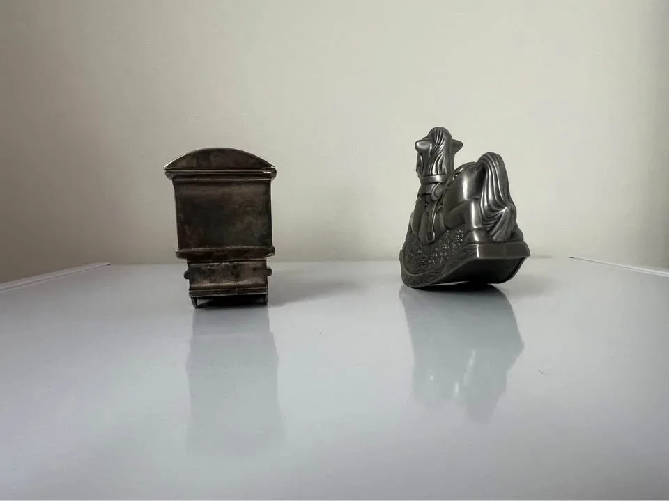 Silver plated Train Coin Bank and Rocking Horse Coin Bank image indicator(3)