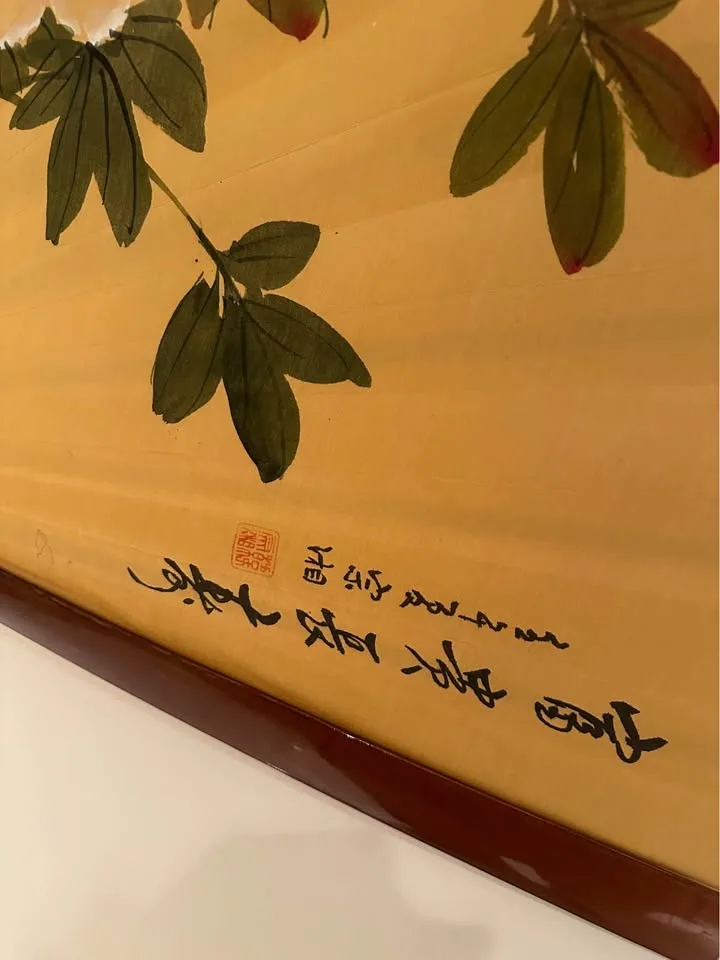 Vintage Hand Painted Large Decorative Asian Wall Fan image indicator(2)