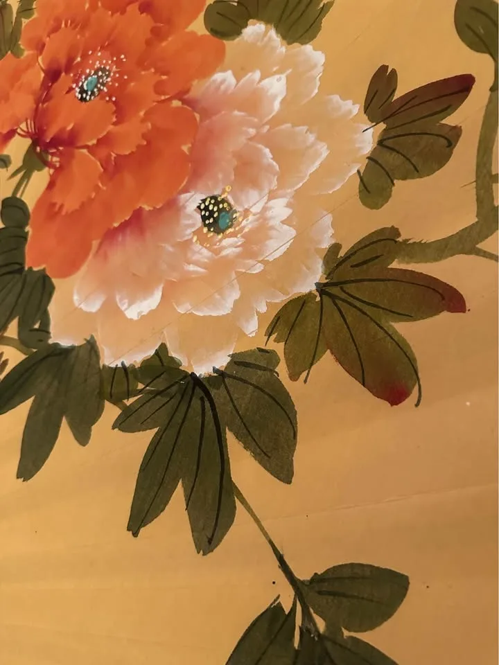 Vintage Hand Painted Large Decorative Asian Wall Fan image indicator(3)