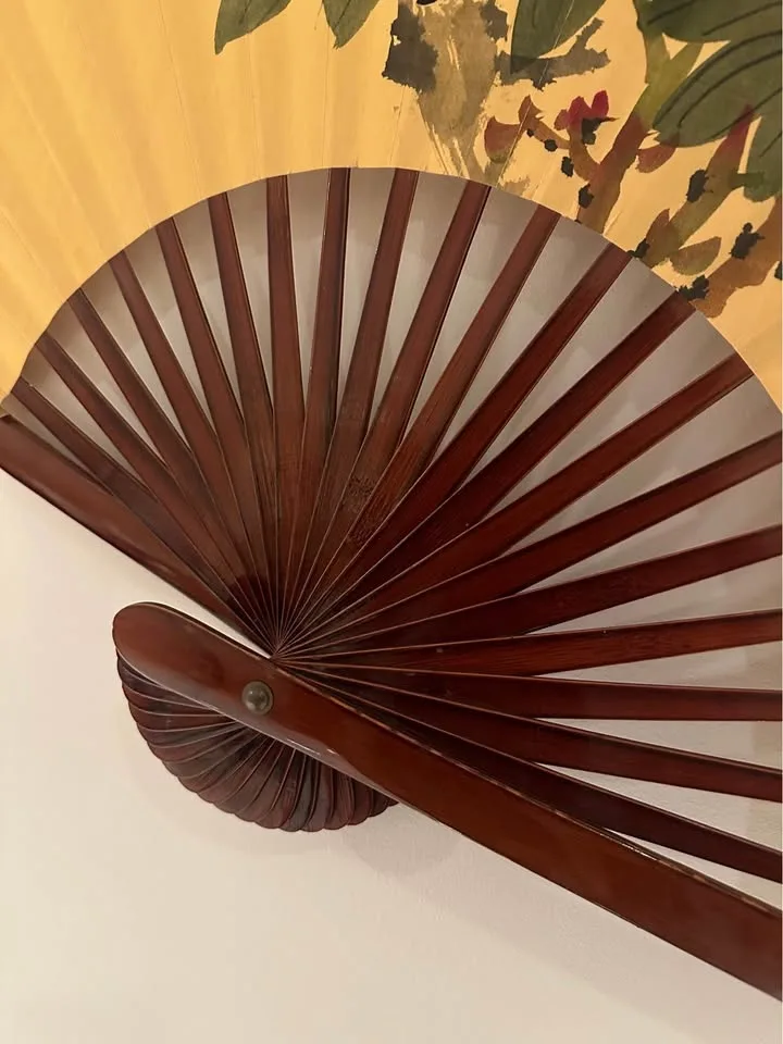 Vintage Hand Painted Large Decorative Asian Wall Fan image indicator(6)