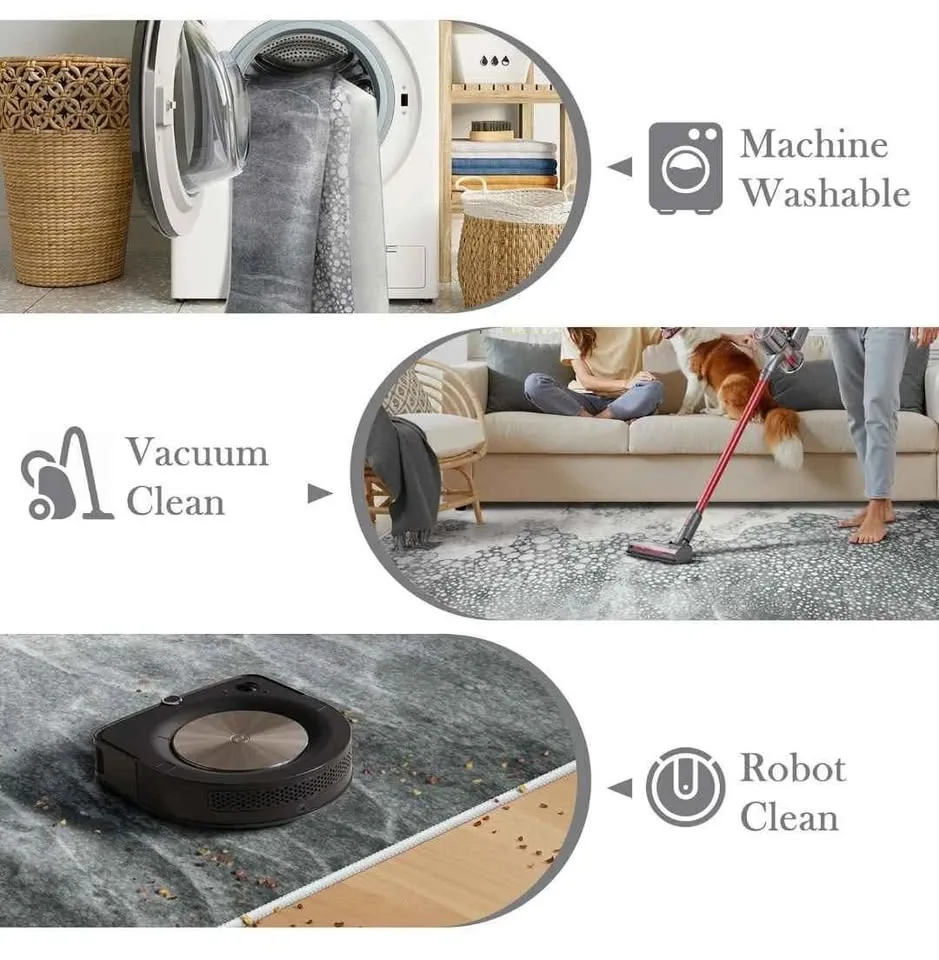 New - Modern Abstract 5x7ft Area Rug, Blue image indicator(5)