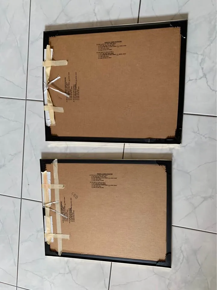 2 vintage 1980s postmodern mirror frame wall picture art set flo image indicator(7)