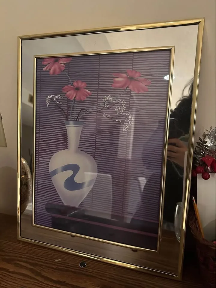 2 vintage 1980s postmodern mirror frame wall picture art set flo image indicator(8)