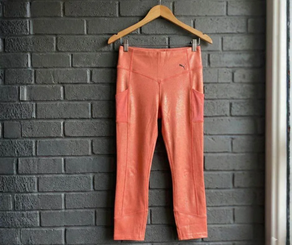 PUMA Shimmer Leggings - Coral/Pink (Like New)