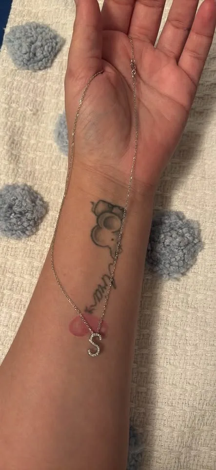 14k White gold chain with S initial necklace image indicator(2)