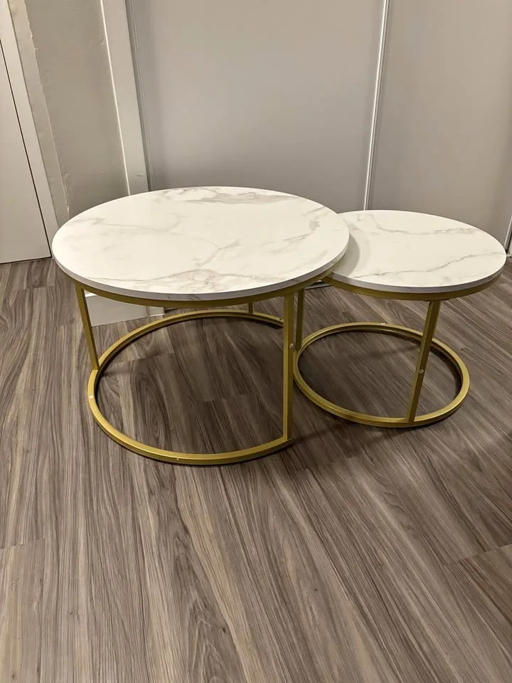 Round Coffee Table Set of 2 End Tables for Living Room