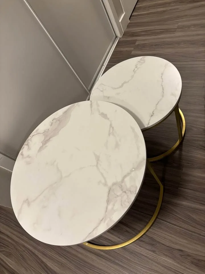 Round Coffee Table Set of 2 End Tables for Living Room image indicator(4)