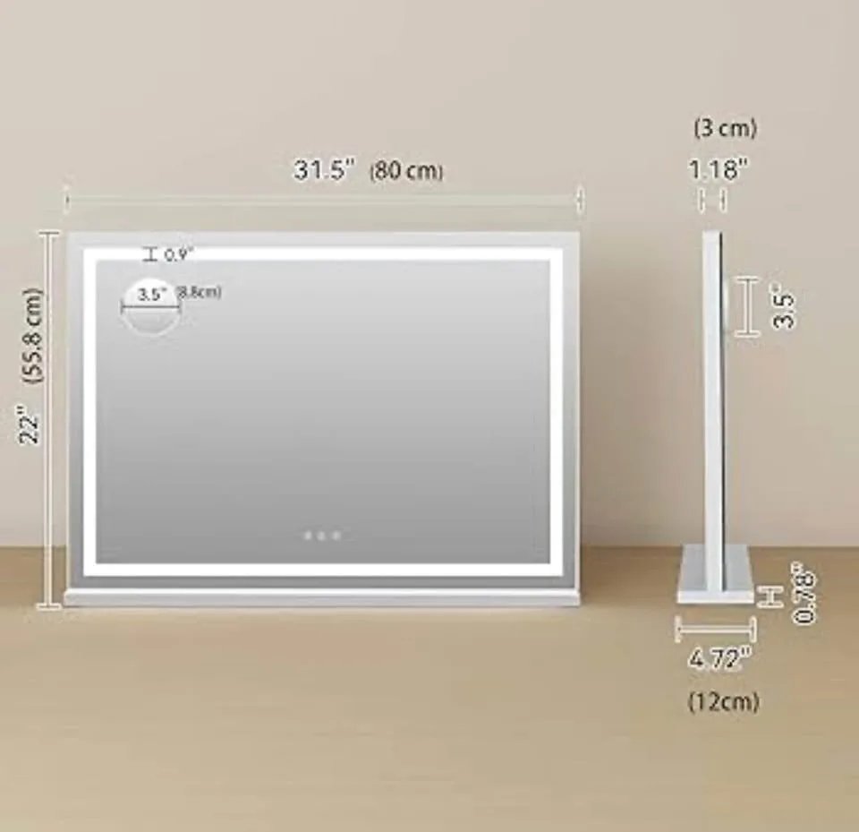 LED Vanity Mirror with lights 32”x 22” black image indicator(4)