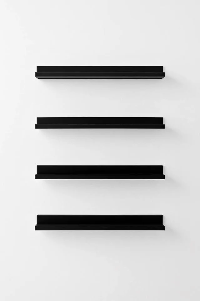 Set of 4 Decorative Engineered Wood Floating Wall Shelves