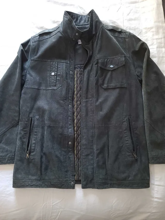 Danier Leather - Men's Blue Suede Winter Jacket Size Large Tall