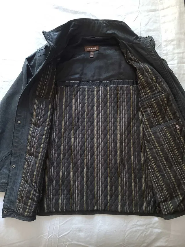 Danier Leather - Men's Blue Suede Winter Jacket Size Large Tall image indicator(2)