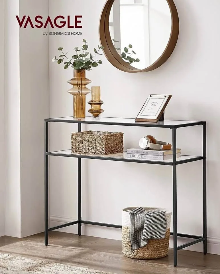 🖤 VASAGLE 39.4” Glass Console Table — Brand New in Box